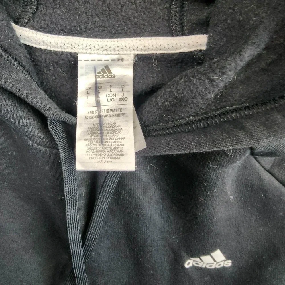 Adidas Men Black Full Zip Hoodie Athleisure Athletic Sportswear‎ Size L READ